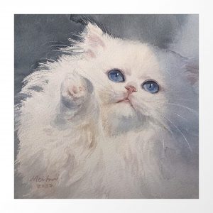 Snow Ball the cat watercolor pet