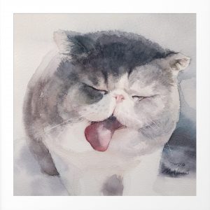 smiling cat watercolor pet